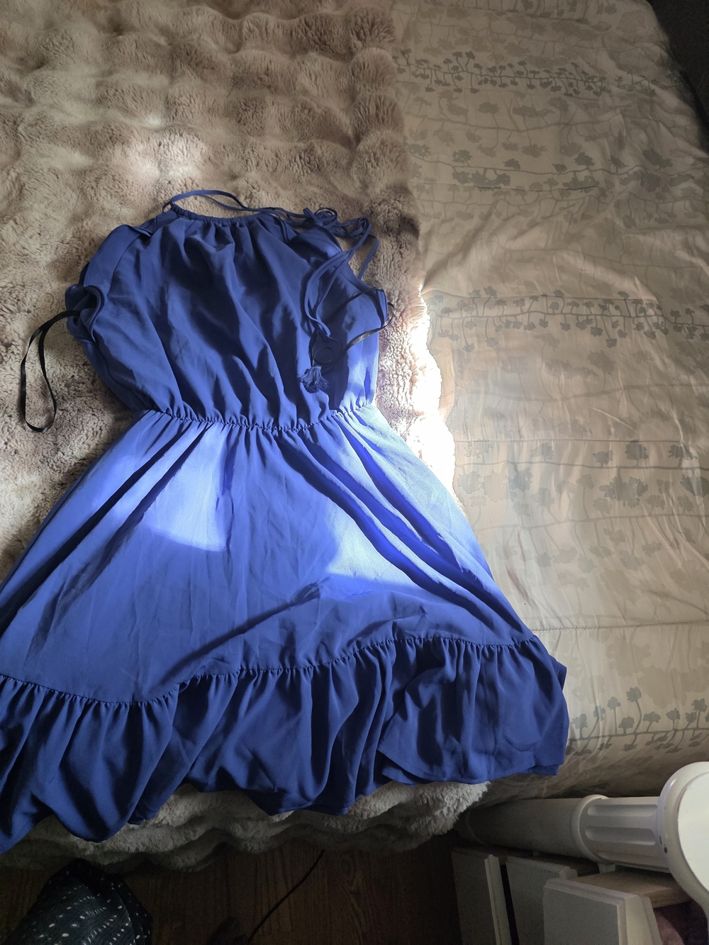 bebe Royal Blue Ruffle Hem Summer Dress